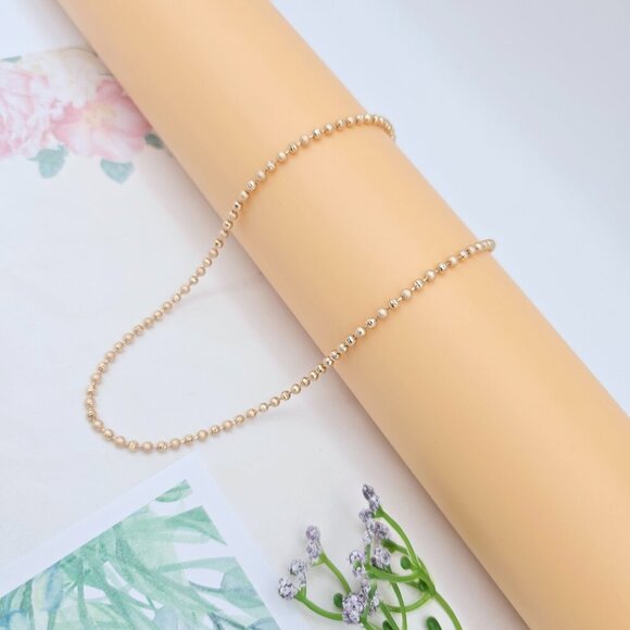 Rose Gold Polished Ball Chain Necklace, 17.7 Inch Dainty Shine Style, XPNL0036 - Picture 6 of 12